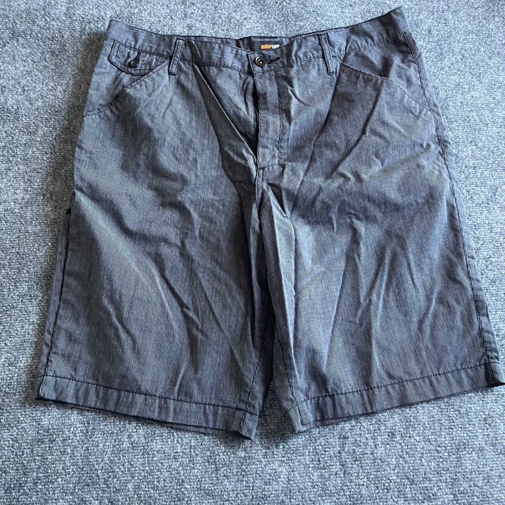 Ampere Mens Micro Stripe Utility Shorts Charcoal Gray 36 Relaxed Fit B057